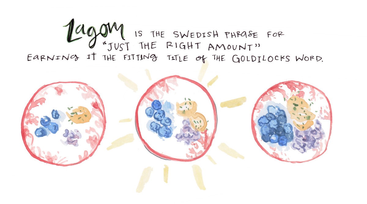 Lagom is a Swedish phrase for "just the right amount," earning it the fitting title of the Goldilocks word.